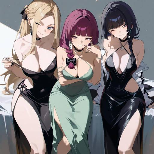 Stylized Portrait of Three Girls Together