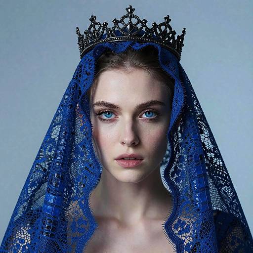 Mystical Woman with Blue Lace Veil