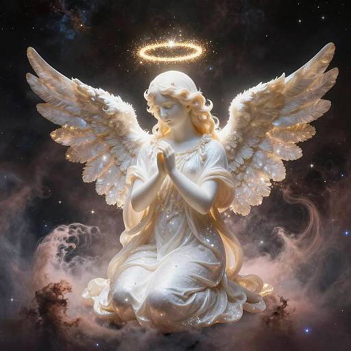 Cosmic Angel Kneeling with Halo