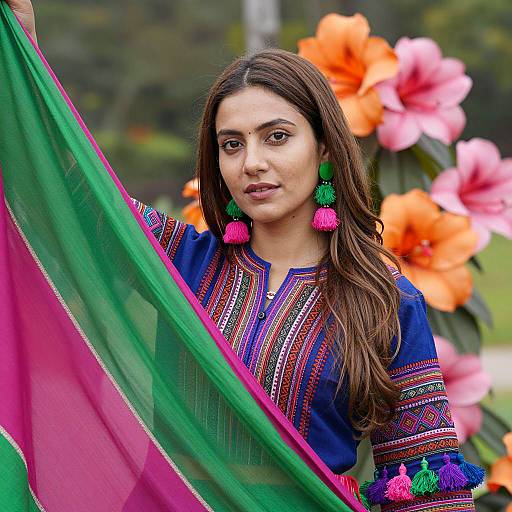 Vibrant Young Woman in Traditional Attire