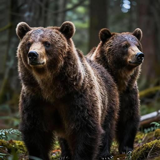 Two-Headed Fierce Bear in Mystical Forest