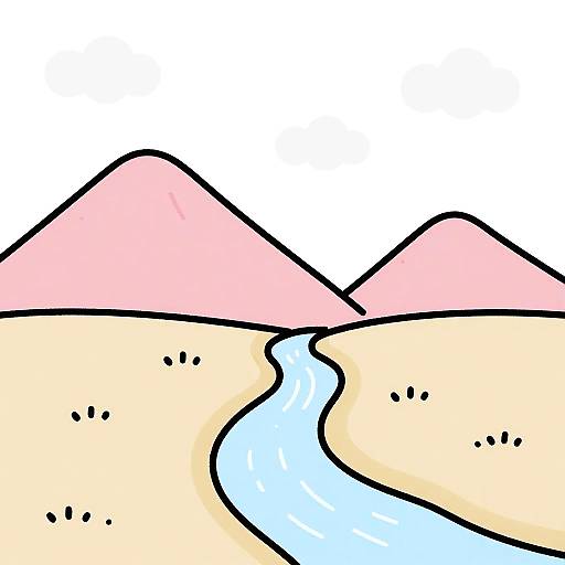 Minimalist Pink Mountain Landscape