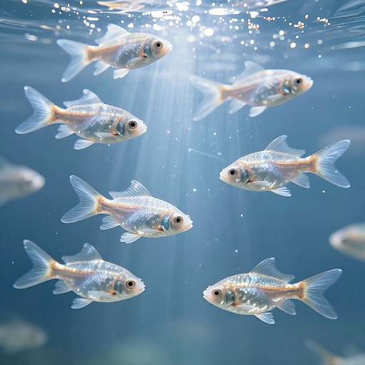 Translucent Glass Fish in Luminous Sky