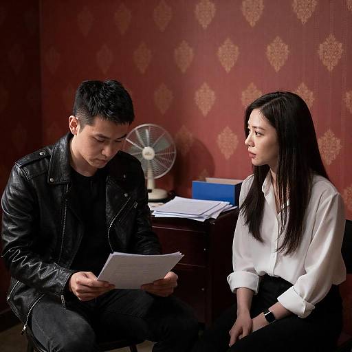 Intimate Scene in Dimly Lit Room