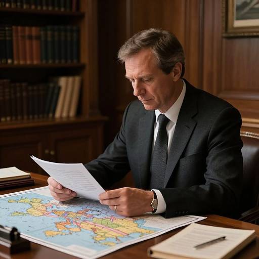 Calm Political Leader in Study