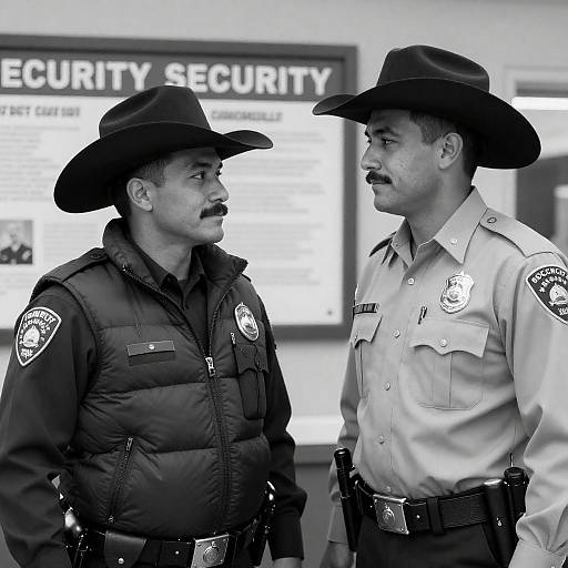 Vintage Police Officers in Cowboy Hats