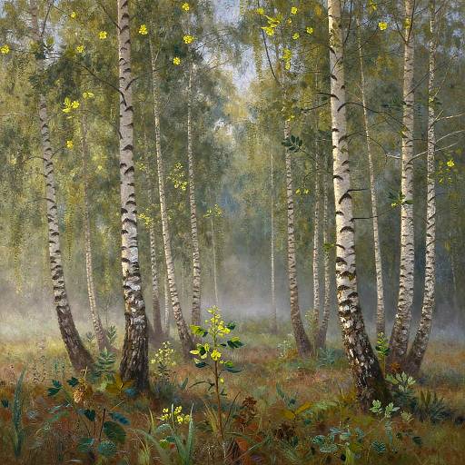 Impressionist Birch Glade at Dawn
