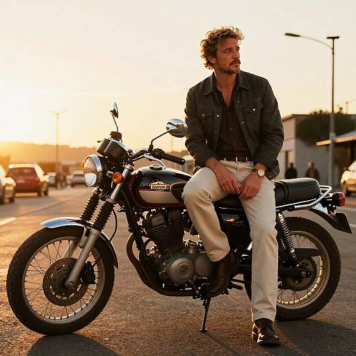 Pedro Pascal on Vintage Motorcycle