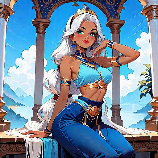 Anime Style Arabian Princess Sitting in Palace