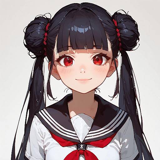 Smiling Schoolgirl in Sailor Uniform