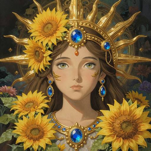 Radiant Sun Goddess Digital Painting