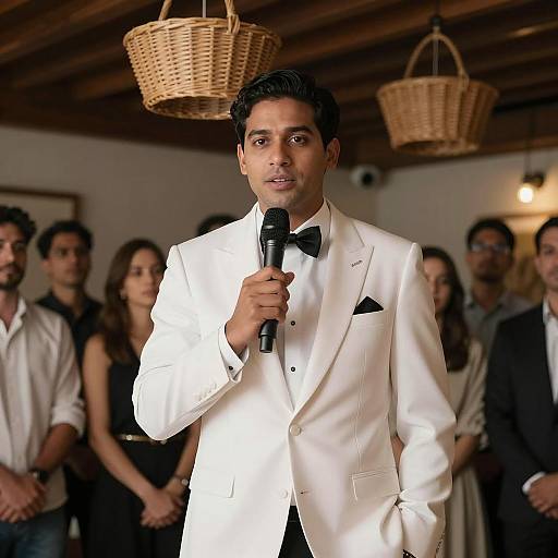 Elegant Speaker Amidst Warm Ambiance