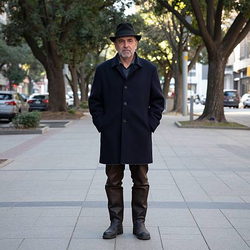 Weathered Man on Quiet City Street