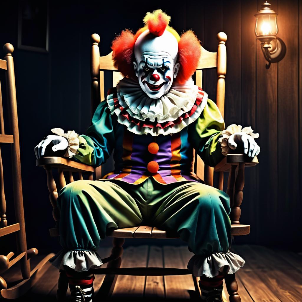 Haunting Clown in Rocking Chair Art