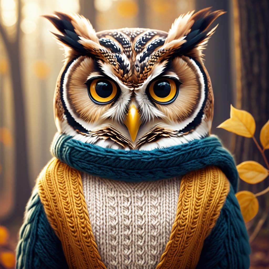 Elegant Owl in Stylish Sweater Pose