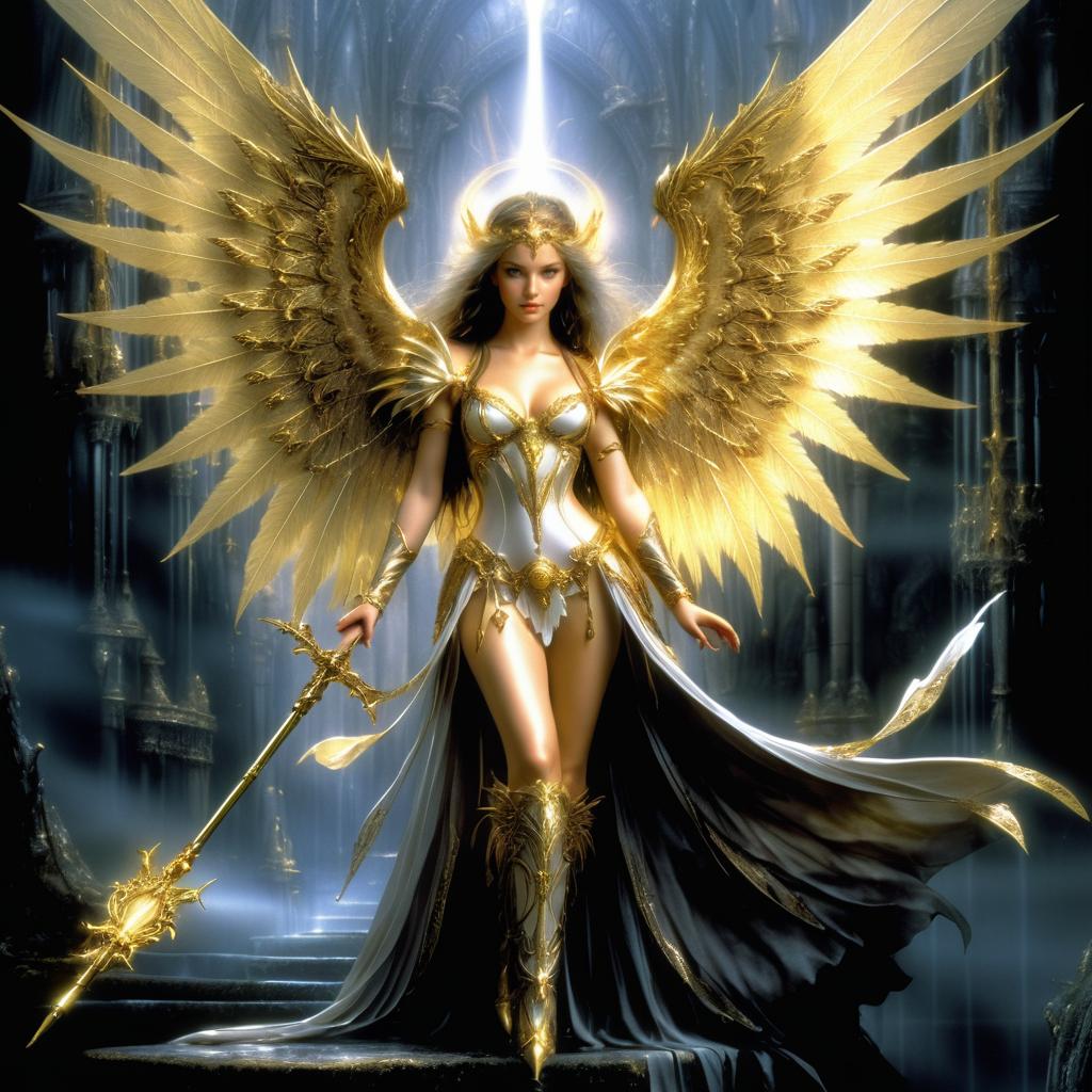 Majestic Angel in Dark Fantasy Realm