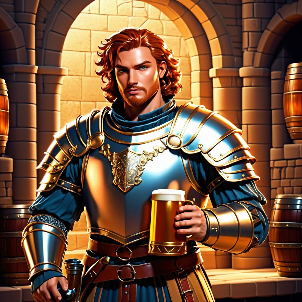 Brave Leo Knight Enjoying Ale