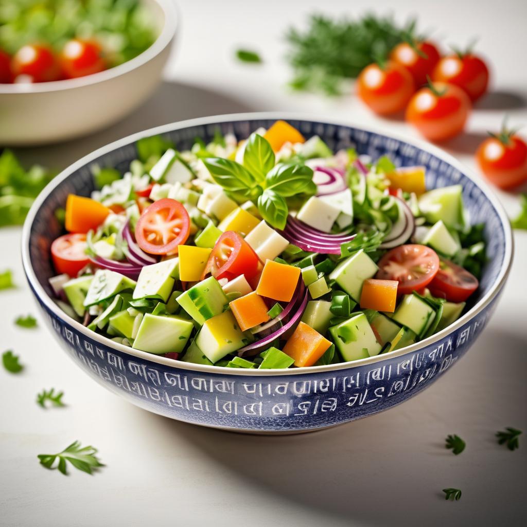 Elegant Calligraphy with Chopped Salad Art