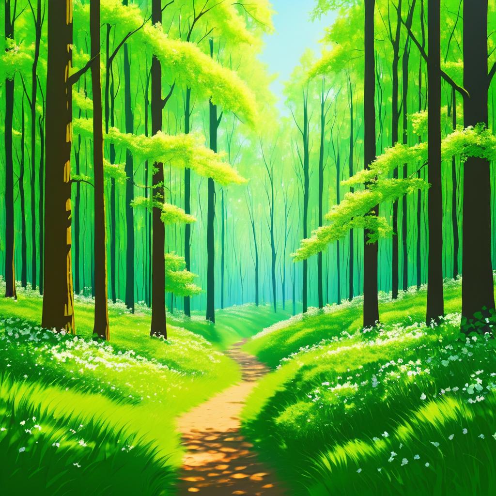 Springtime Noon in a Lush Forest