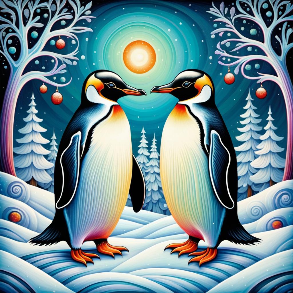 Whimsical Penguins in a Frosty Wonderland