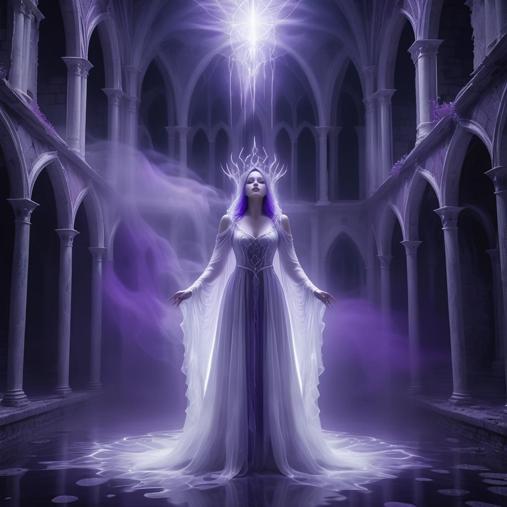 Ethereal Sorceress of Sorrow in Mist