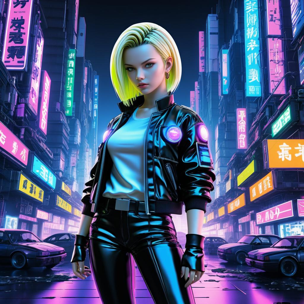 Cyberpunk Android 18 in Otomo Style