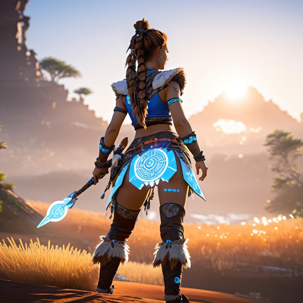 Hyper-Realistic Aloy in Bitcoin Glow