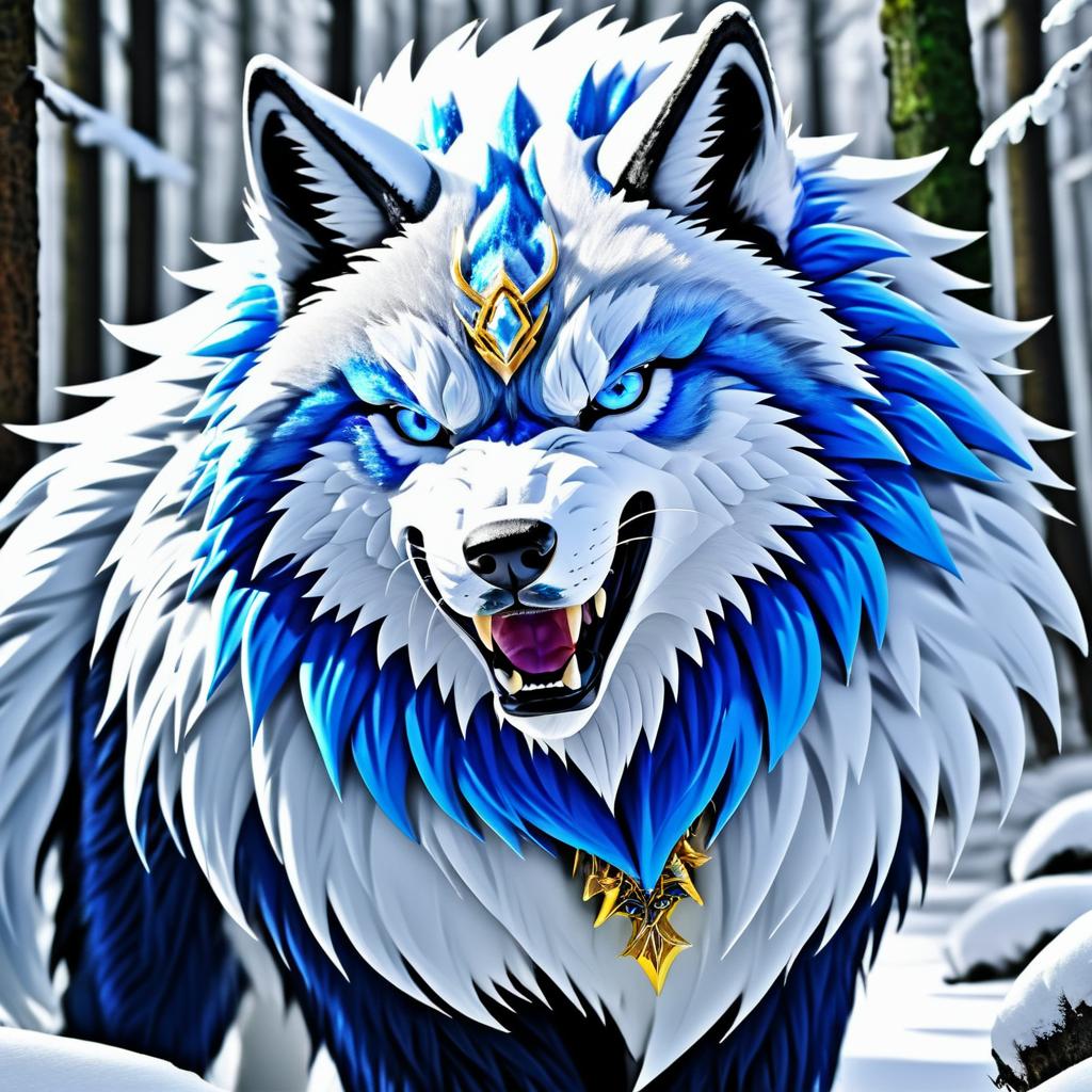 Fierce Wolf Warrior in Snowy Forest