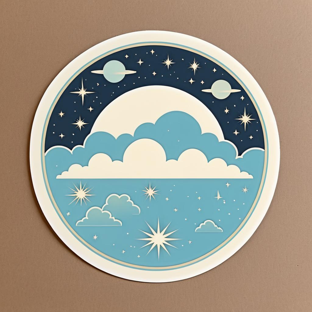 Vintage Retro Celestial Die Cut Sticker