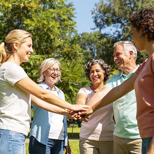 Diverse Adults Team Huddle in Park