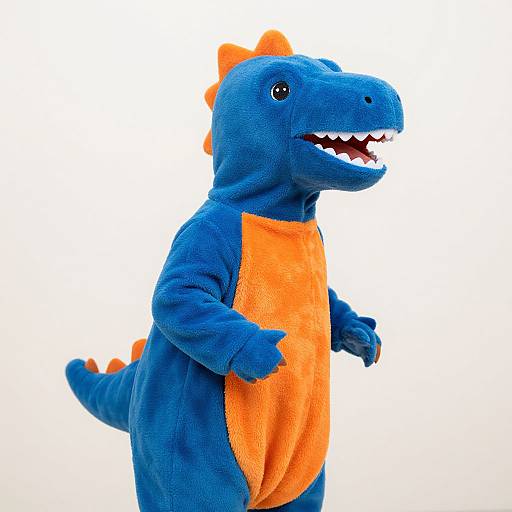 Child in Blue Orange Dinosaur Costume
