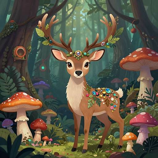 Whimsical Deer Girl in Enchanted Forest