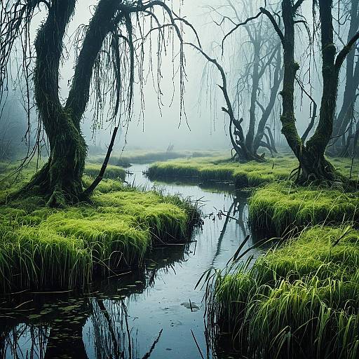 Enchanted Foggy Marshland Concept Art