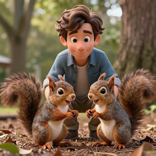 Happy Squirrels in Charleston Pixar Style