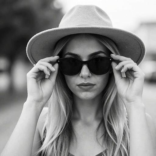 Elegant Blonde Woman in Black-and-White