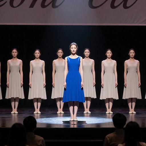 Soloist in Blue Dress Under Spotlight