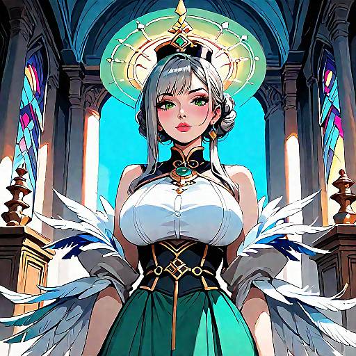 Noblewoman with Gray Hair in Palace Interior