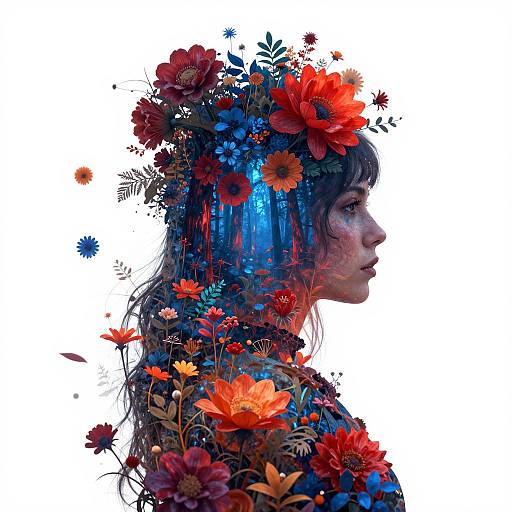 Flowerpunk Woman Double Exposure