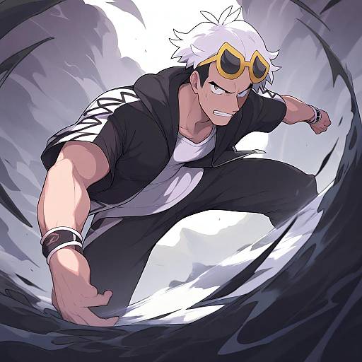 Illustration of Guzma (pokemon), pokemon in the style of Waero