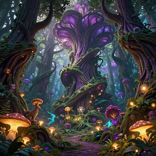 Vibrant Fantasy Forest with Thicks