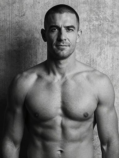 Dramatic Black and White Fitness Portrait