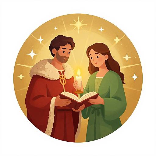 Man and Woman with Candle Icon