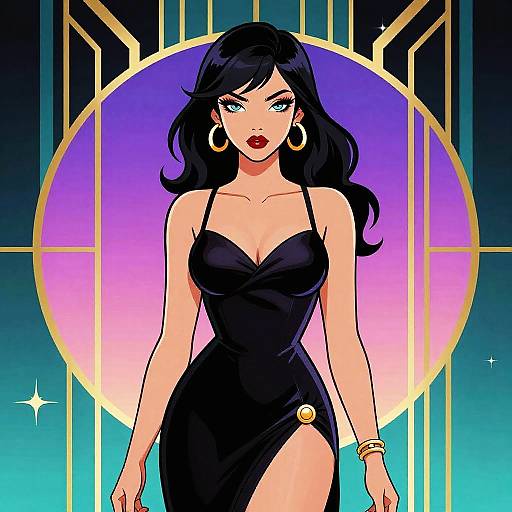 Art Deco Vaporwave Erotic Woman