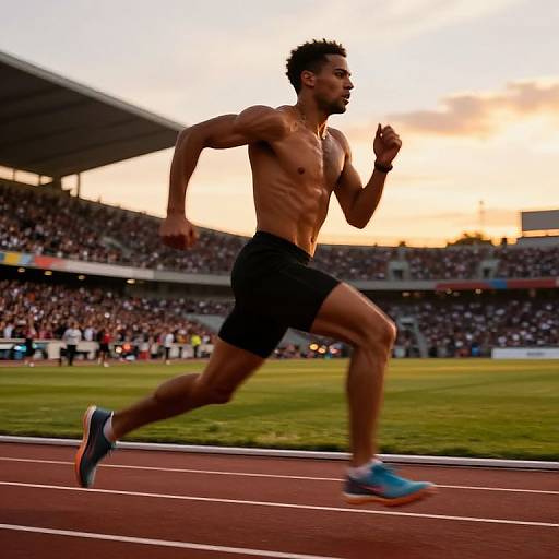 Intense Runner Sprinting at Sunset