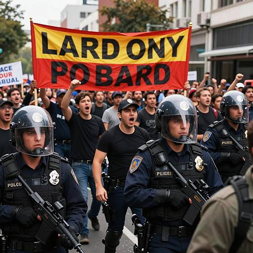 Intense Urban Protest Scene