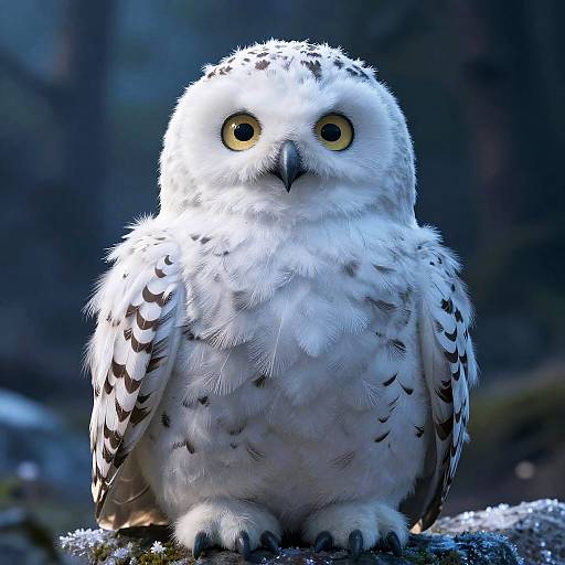 Majestic Chubby Snow Owl Chick