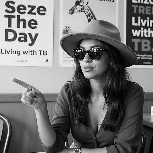 Black-and-White Portrait of Stylish Woman