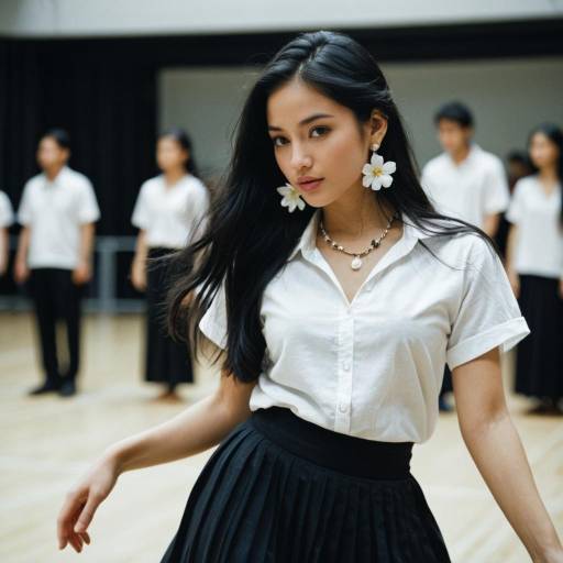 Contemporary dancer with flower earrings