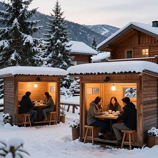 Cozy Winter Coffee Booths in Village