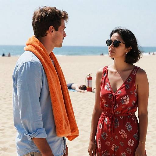 Beach Scene with Casual Couple